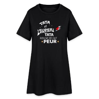 Tante und Supertante Kindheitstraum - Frauen T-Shirt-Kleid - Schwarz - Vorne