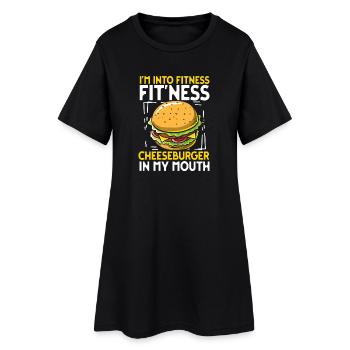 I m into fitness cheeseburger in my mouth - Frauen T-Shirt-Kleid - Schwarz - Vorne