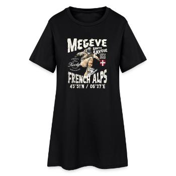 Skateboardeur French Alps Vintage Design - Robe T-shirt Femme - noir - Devant