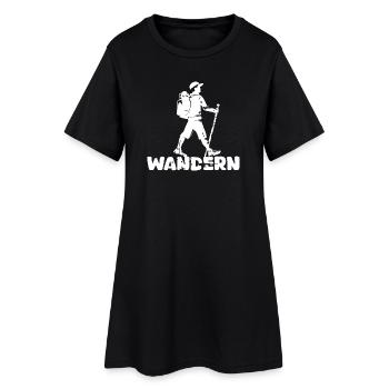 hiking hiker outdoor nature mountains icon logo - Women’s T-Shirt Dress - black - Front
