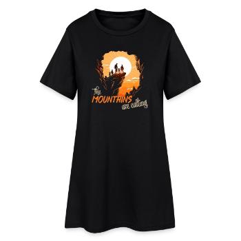 The mountains are calling - Frauen T-Shirt-Kleid - Schwarz - Vorne