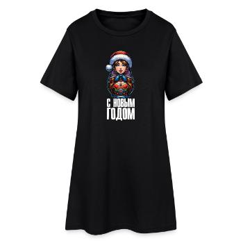 Russian Matryoshka Christmas Russia - Women’s T-Shirt Dress - black - Front