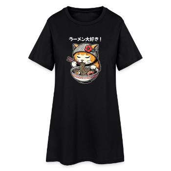 J’adore les ramen - Funny Cat Design - Robe T-shirt Femme - noir - Devant