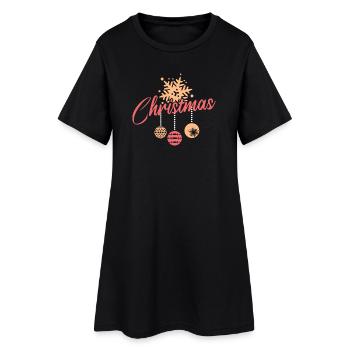 Chrisrmas xmas Poinsettia Tree Baubles Winter - Women’s T-Shirt Dress - black - Front