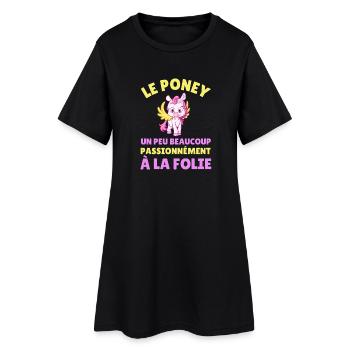 Le poney un peu beaucoup passionnément à la folie - Robe T-shirt Femme - noir - Devant