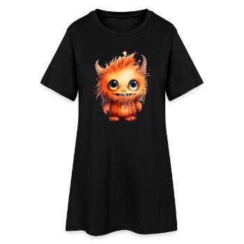 Flammenfell Freund Monster - Frauen T-Shirt-Kleid - Schwarz - Vorne