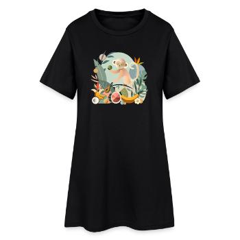 Singe joueur aux fruits tropicaux - Robe T-shirt Femme - noir - Devant