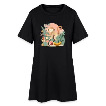 Singe joueur aux fruits tropicaux - Robe T-shirt Femme - noir - Devant