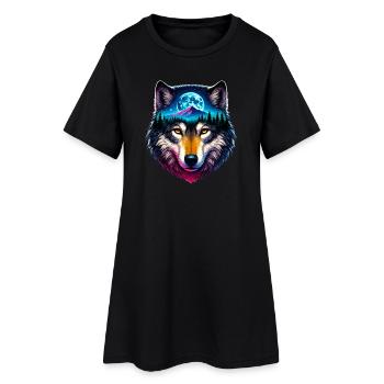 Loup - Robe T-shirt Femme - noir - Devant