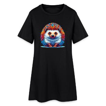 Igel - Frauen T-Shirt-Kleid - Schwarz - Vorne