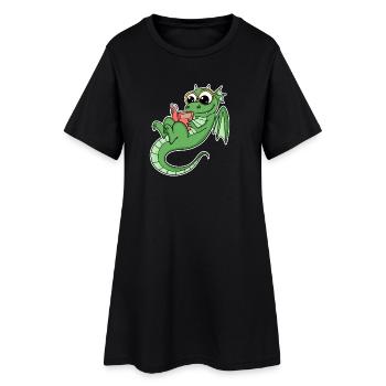 Drache Bücher Buch Lesen - Frauen T-Shirt-Kleid - Schwarz - Vorne