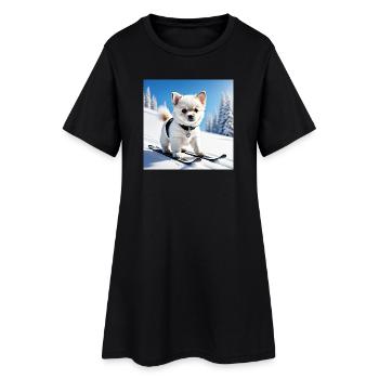 Paw Tracks Snow Penguin Design - Robe T-shirt Femme - noir - Devant