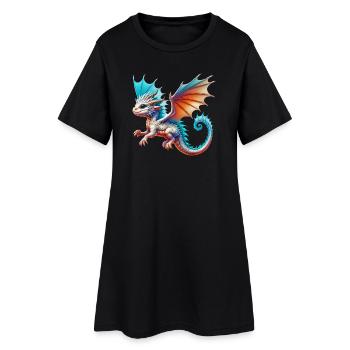 Drache - Frauen T-Shirt-Kleid - Schwarz - Vorne