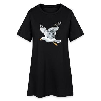 Mouette, Plage, Mer, Mer du Nord, Mer Baltique, Goéland argenté, Mouettes - Robe T-shirt Femme - noir - Devant