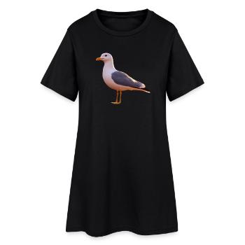 Mouette, Plage, Mer, Mer du Nord, Mer Baltique, Goéland argenté, Mouettes - Robe T-shirt Femme - noir - Devant
