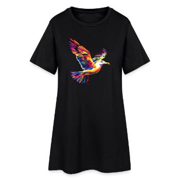 Mouette, Plage, Mer, Mer du Nord, Mer Baltique, Goéland argenté, Mouettes - Robe T-shirt Femme - noir - Devant