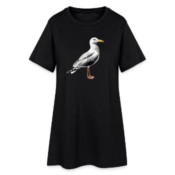 Mouette, Plage, Mer, Mer du Nord, Mer Baltique, Goéland argenté, Mouettes - Robe T-shirt Femme - noir - Devant