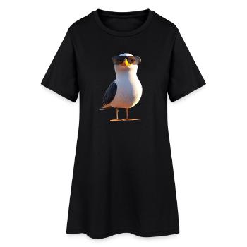 Mouette, Plage, Mer, Mer du Nord, Mer Baltique, Goéland argenté, Mouettes - Robe T-shirt Femme - noir - Devant