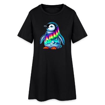 Pinguin - Frauen T-Shirt-Kleid - Schwarz - Vorne