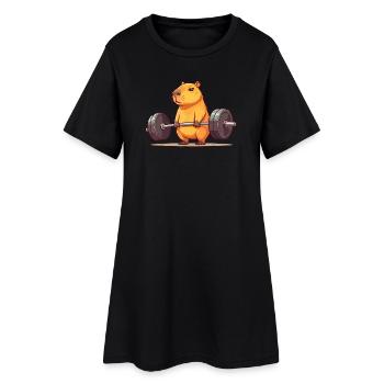 Soulevé de terre Capybara Drôle Fitness Capy Lover - Robe T-shirt Femme - noir - Devant