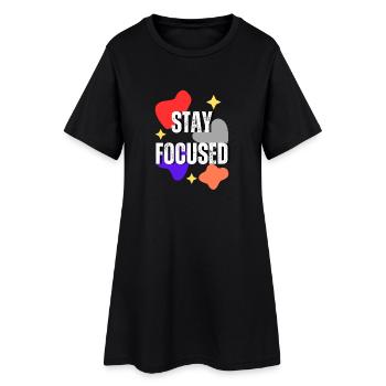 Stay Focused White Woman Positive Affirmation - Women’s T-Shirt Dress - black - Front