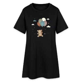 Ours volant avec des ballons dans un style mignon - Robe T-shirt Femme - noir - Devant