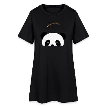 Panda rêveur avec étoile filante - Robe T-shirt Femme - noir - Devant