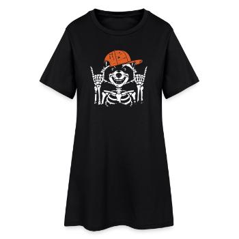 Cool Skeleton with Orange Hat - Women’s T-Shirt Dress - black - Front