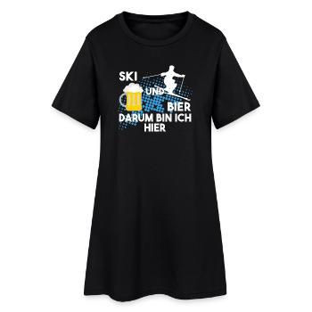Ski und Bier darum bin ich hier - Frauen T-Shirt-Kleid - Schwarz - Vorne