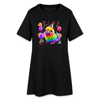 Colorful Party Parrot - Women’s T-Shirt Dress - black - Front