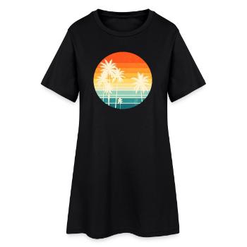 Palmier Crépuscule Vintage - Robe T-shirt Femme - noir - Devant