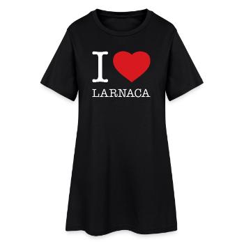 I LOVE LARNACA - Frauen T-Shirt-Kleid - Schwarz - Vorne