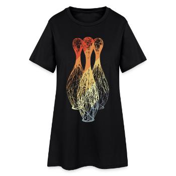 Croquis de quilles de bowling - Robe T-shirt Femme - noir - Devant