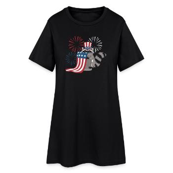 Feu d’artifice patriotique de raton laveur - Robe T-shirt Femme - noir - Devant