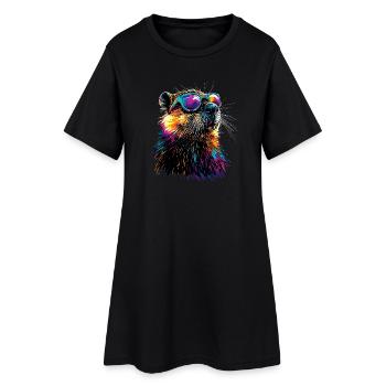 Biber Motiv Biberflüsterer Nagetiere Süßer Biber - Frauen T-Shirt-Kleid - Schwarz - Vorne