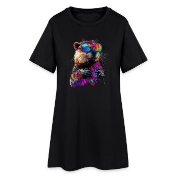 Biber Motiv Biberflüsterer Nagetiere Süßer Biber - Frauen T-Shirt-Kleid - Schwarz - Vorne