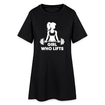 Bodybuilder Gym Girl Barre Puissance Beauté - Robe T-shirt Femme - noir - Devant