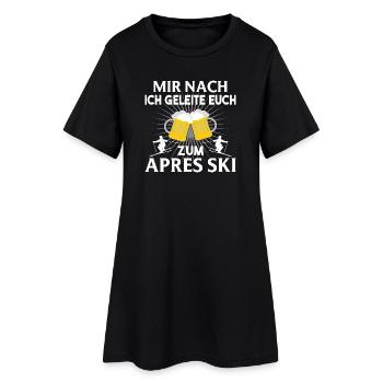 Lustiges Apres Ski Party Outfit - Frauen T-Shirt-Kleid - Schwarz - Vorne