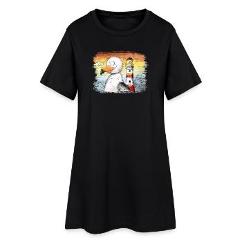 Seagull Vacances Mer Phare Coucher de soleil - Robe T-shirt Femme - noir - Devant