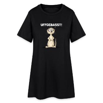 Drolliges Erdmännchen Hessisch Uffgebasst - Frauen T-Shirt-Kleid - Schwarz - Vorne