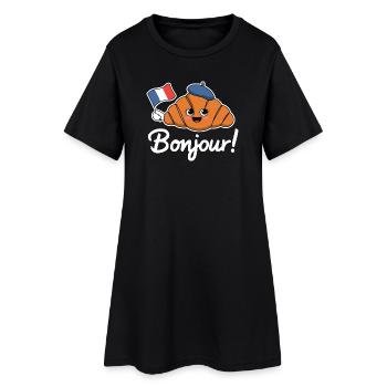 Croissant Bonjour Mascot - Women’s T-Shirt Dress - black - Front