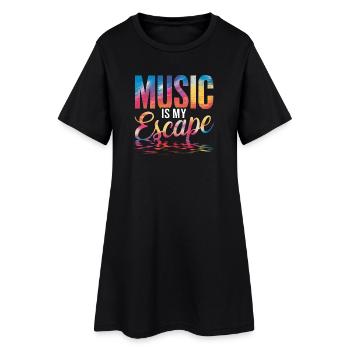 La musique est mon évasion colorée - Robe T-shirt Femme - noir - Devant