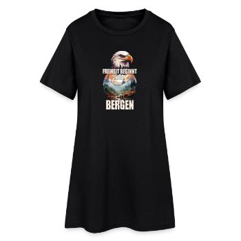 Freiheit beginnt in den Bergen - Frauen T-Shirt-Kleid - Schwarz - Vorne