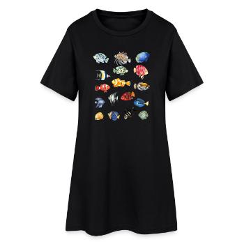 Sea Fish T-Shirt - Colorful Beachwear Pattern - Women’s T-Shirt Dress - black - Front