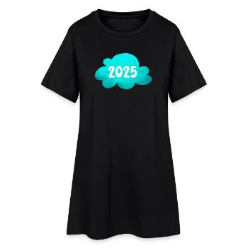 Cloud 2025 Structure Nouvel An Réveillon du Nouvel An Nouvel An - Robe T-shirt Femme - noir - Devant