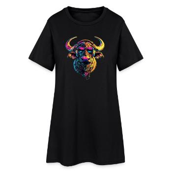 Buffalo Cape Buffalo Safari African Buffalo - Women’s T-Shirt Dress - black - Front