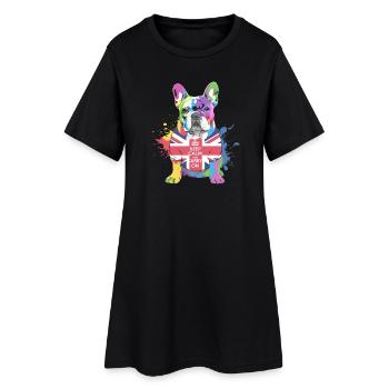 Rainbow Bulldog Union Jack - Women’s T-Shirt Dress - black - Front