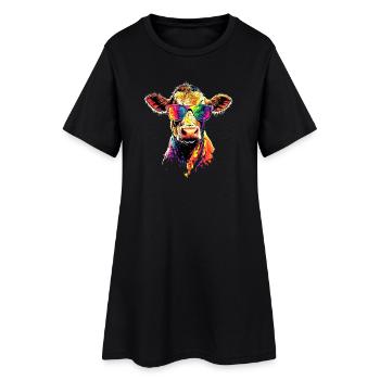 vache fermier boeuf lait veau végétalien vache vache de ferme vaches - Robe T-shirt Femme - noir - Devant