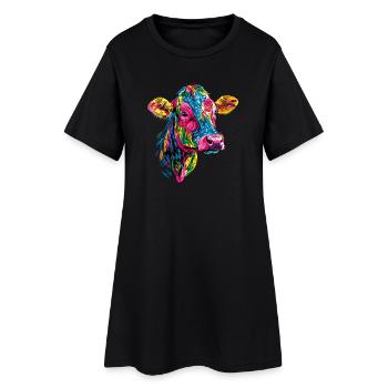 vache fermier boeuf lait veau végétalien vache vache de ferme vaches - Robe T-shirt Femme - noir - Devant