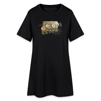 Retro Kassette Collage - Frauen T-Shirt-Kleid - Schwarz - Vorne